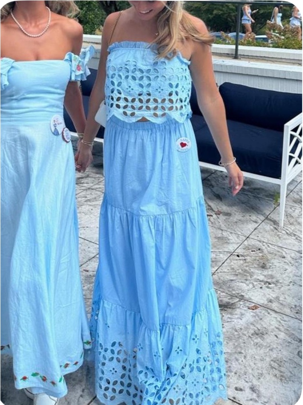 Light Blue Eyelet Maxi Set